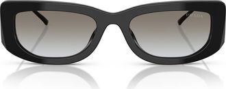Prada 53mm Gradient Rectangular Sunglasses in Black/grey Gradient at Nordstrom