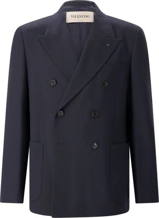 Valentino Dubbelrijige Blazer - Heren - Blazers - Blauw - M - Wol - Jassen