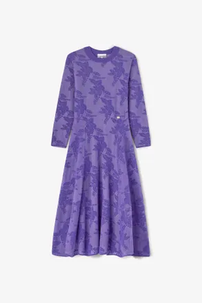 Ganni Purple Sheer Flower Dress - Size XXS