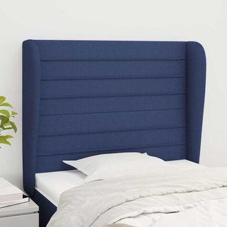 vidaXL Vidaxl Cabecero Con Orejas De Tela Azul 93x23x118/128 Cm