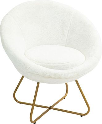 HOMCOM Poltroncina da Camera con Gambe in Metallo e Finta Pelliccia Bianco - Homcom