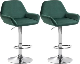 Clp Set De 2 Taburetes De Cocina Braga En Terciopelo Verde Oscuro Metal Cromado