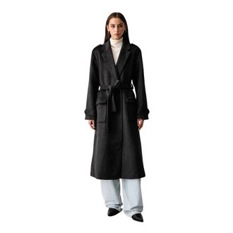 Karl Lagerfeld Mantel met ceintuur - Dames - Mantels - Grijs - Maat: XL Wol