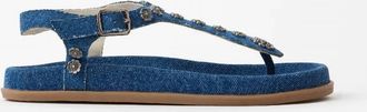 Seychelles Womens Sunday Funday T-Strap Studded Sandals In Denim