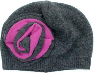 Portolano Dorset Rosette Beanie in Charcoal/Very Berry at Nordstrom Rack