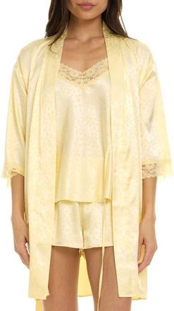 Flora Nikrooz Sabrina Travel Pajamas & Robe Set in Yellow at Nordstrom, Size X-Small