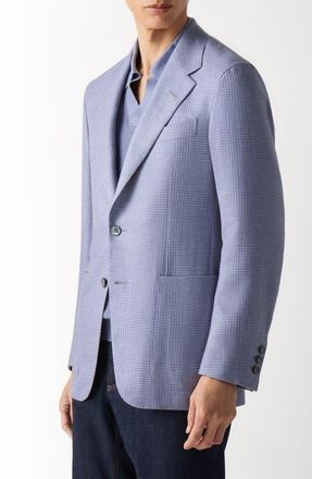 Ermenegildo Zegna Glen Check Cashmere, Silk & Linen Cardigan Jacket in Lilac at Nordstrom, Size 40 Us