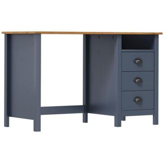 vidaXL Vidaxl - Escritorio Hill Con 3 Cajones Madera De Pino Gris 120x50x74 Cm