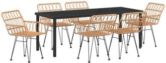 vidaXL vidaXL Garden Dining Set 7 pcs Brown Poly rattan
