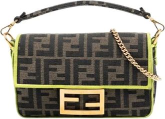 Fendi Pre-owned Shoulder Bags, female, Brown, Size: ONE SIZE Pre-owned Canvas Shoulder Bag