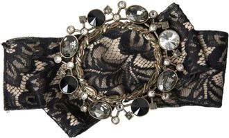 Dolce & Gabbana Kristal Versierde Handgemaakte Broche Haarspeld - Dames - Haaraccessoires - Zwart - ONE Size - Nylon - Accessoires