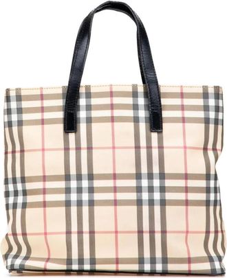 Burberry Pre-owned Tote Bags, female, Beige, Size: ONE SIZE Pre-owned Classic Plaid Tote Bag