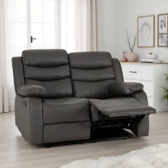 Seconique Roma 2 Seater Recliner Sofa - Grey Faux Leather