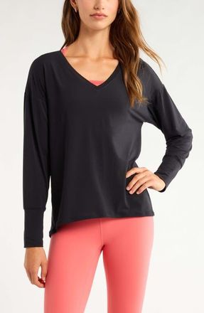Zella Breathe Long Sleeve T-Shirt in Black at Nordstrom, Size X-Small