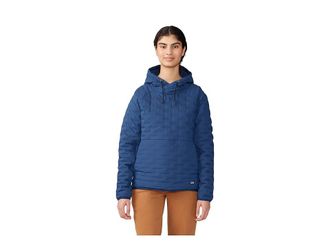 Mountain Hardwear Stretchdowntm Light Pullover Hoodie Womens Clothing Outer Dark : SM, Elastane/Mesh/Nylon