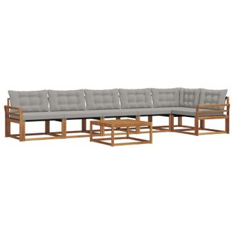 vidaXL Conjunto De Sof&aacute;s De Exterior 7 Pcs Gris Natural Y Claro Vidaxl