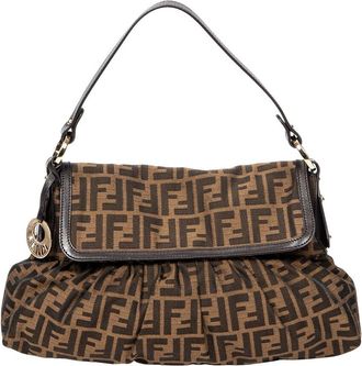 Fendi Brown Zucca Canvas Chef Flap Hobo Bag (Authentic Pre-Loved)