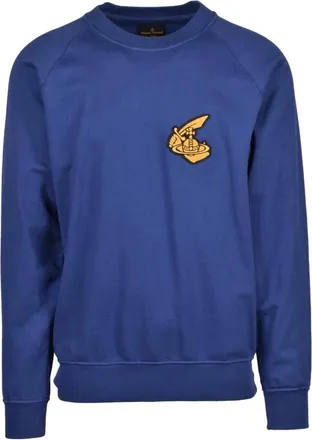 Vivienne Westwood Hoodies & sweatvesten, Heren, Blauw, M, Katoen, Felpa Over Girocollo