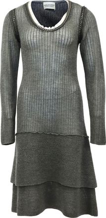 Alberta Ferretti Philosophy di Alberta Ferretti midi-jurk met kettingdetails in grijze wol