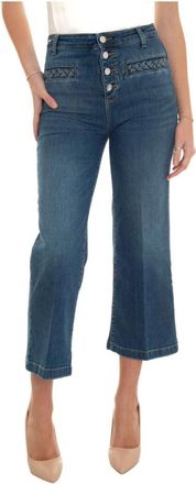 Liu Jo Flare Braid High Waist Jeans - Dames - Cropped Jeans - Blauw - W24 - Katoen - Jeans