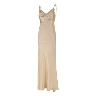 Elisabetta Franchi Maxi Dresses, female, White, Size: M Red Carpet Satin Dress