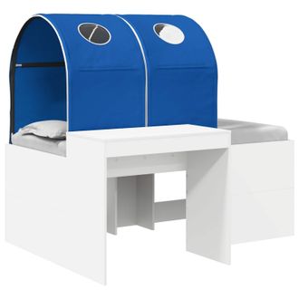 vidaXL Cama Con T&uacute;nel 3 Uds. Blanco Y Azul Madera De Ingenier&iacute;a Vidaxl