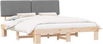 vidaXL Bed Frame with Upholstered Headboard Light Grey 180 x 200 cm vidaXL