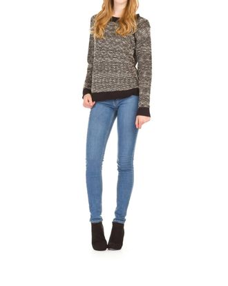 Papillon Heathered Knit Raglan Sweater In Black