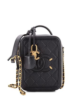 Chanel Filigree Vertical Vanity Case Quilted Caviar crossbody bag - women - Calf Leather - One Size - Black