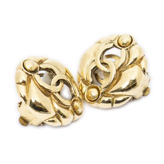 Chanel Pre-owned Womens CC Clip On Earrings - Gold - One Size