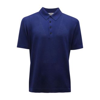 Goes Botanical Polo in lana merino traforata - - Tops - Uomo - Blu - L