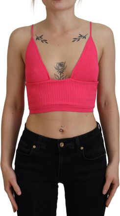 Dsquared2 Dsquared&sup2; Ribbed Knit Bra Cropped Spaghetti Strap Womens Top (Pre-Owned)