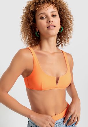 Lascana Bustier-Bikini-Top LSCN BY LASCANA Gina, Damen, Gr. 34, Cup D, orange (neonorange), Recycling-Polyamid, unifarben, Bikini-Oberteile Bustier-Bikini-Top