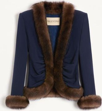 Valentino Giacca In Wool Crepe Donna INDACO 40