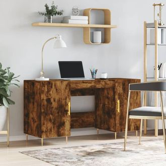 vidaXL Escritorio Madera De Ingenier&iacute;a Roble Ahumado 140x50x75 Cm Vidaxl