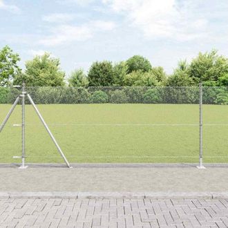 vidaXL Reja Con Postes Plateado 0.8 X 25 M Acero Recubierto De Pvc Vidaxl