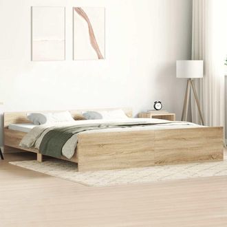 vidaXL Estructura De Cama Con Cabecero Piecero Roble Sonoma 160x200 Cm Vidaxl