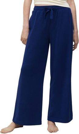 Mango Pull-On Wide Leg Terry Pants in Dark Navy at Nordstrom, Size Medium