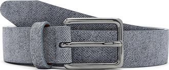 Johnston & Murphy Fine Stripe Diagonal Leather Belt Mens Belts Denim : 38