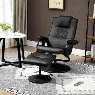 HOMCOM Massage Recliner Chair Cushioned Ottoman 10 Point Vibration in Black