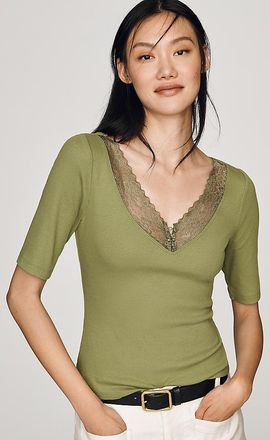 Maeve V-Neck Henley T-Shirt Top