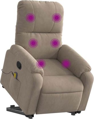 vidaXL Vidaxl - Sill&oacute;n Reclinable De Masaje Elevable Tela Microfibra Gris Taupe