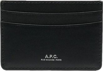 A.P.C. Andr&eacute; embossed logo cardholder - unisex - Calf Leather - One Size - Black