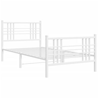 Berkfield Home Metal Bed Frame without Mattress with Footboard White 90x200cm | Size: 90x200 cm