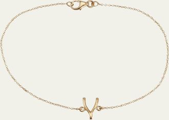 Jennifer Meyer 18k Gold Mini Wishbone Chain Bracelet on a 14k Chain
