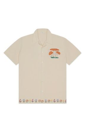 MAVRANS Embroidered Organic Cotton Camp Shirt in White Multi at Nordstrom, Size Xx-Large