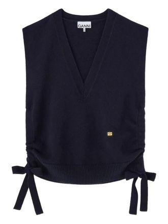 Ganni Top met logodetail - Blauw