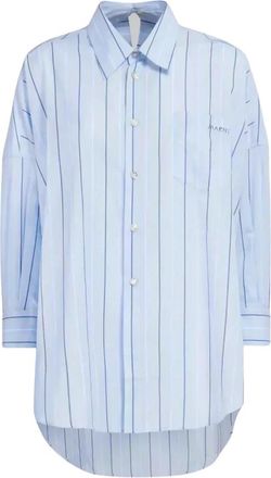 Marni Blauw Gestreept Overhemd Loose Fit - Dames - Overhemden - Blauw - 3XS - Katoen - Overhemden