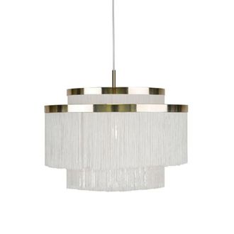 Globen Lighting L&aacute;mpara de techo en textil metal blanco y lat&oacute;n dorado di&aacute;m:52cm