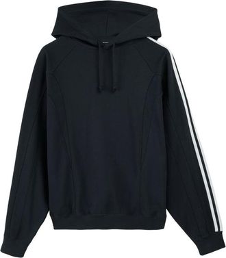 Yohji Yamamoto Relaxed Fit Black Hoodie With Contrasting Stripes